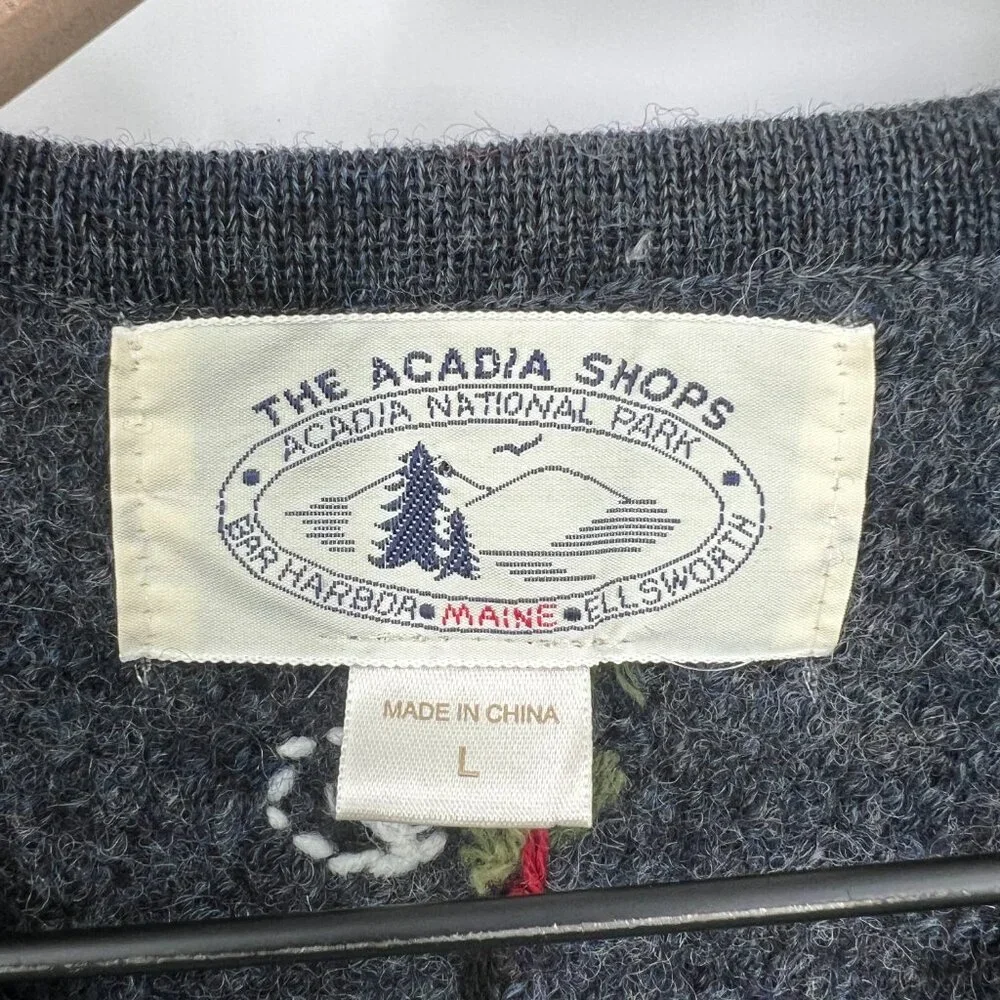 The Acadia Shops national park Bar Harbor Maine 100% wool vest coastal grandma L